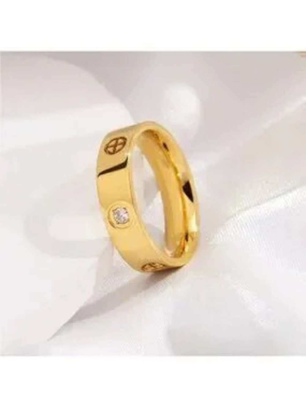Gold 18k Gold Plated Titatium CZ Ring